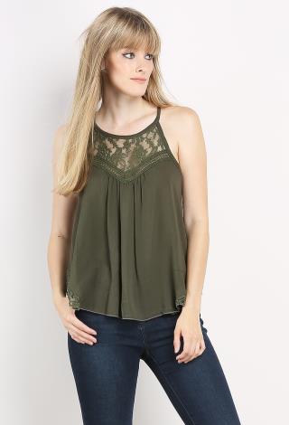Lace Accented Flowy Top 