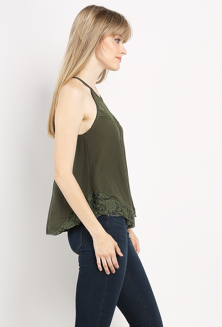 Lace Accented Flowy Top 