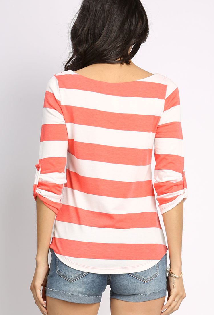 Striped Roll-Up Casual Top