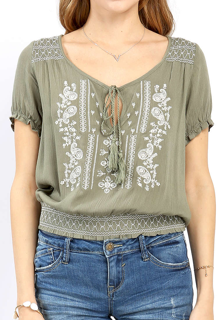 Embroidered Waist Hugging Top