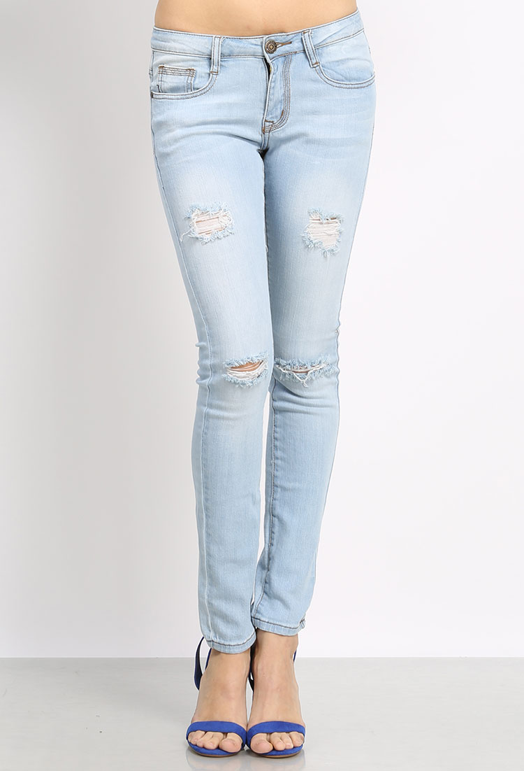 Distressed Denim Skinny Jeans