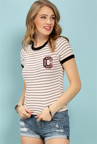 C Patched Stripe Top