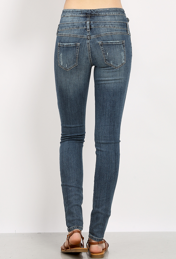 High Rise Distressed Skinny Jeans