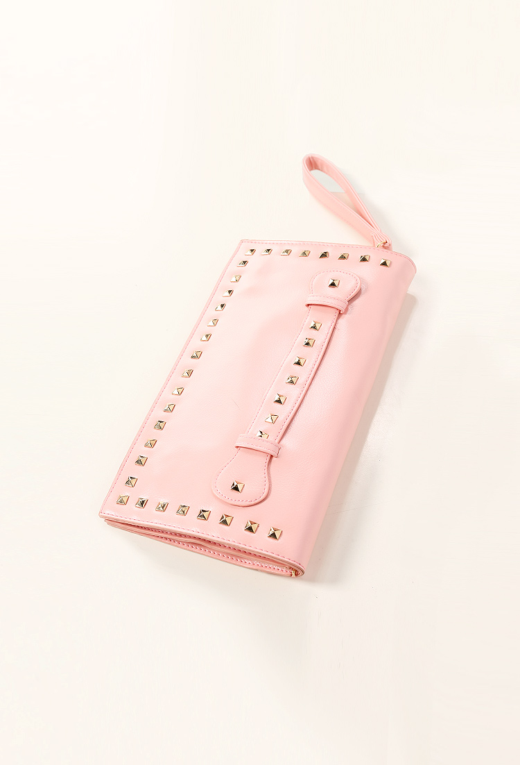 Studded Faux Leather Clutch 